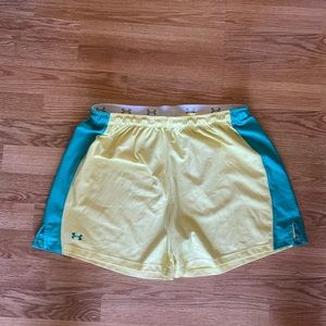 Under armour shorts. Large. Yellow & teal.